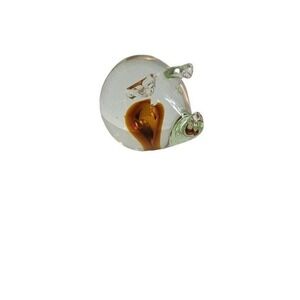 Art Glass Pig Figurine Paperweight Clear‎ Amber Farm Animal Whimsical
